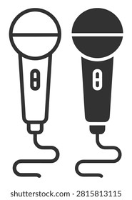 microphone icon set black and white simple audio equipment symbol on transparent background
