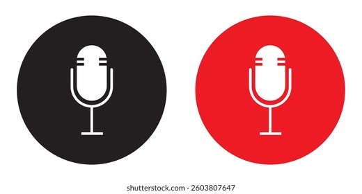 Microphone icon set, broadcasting and prohibited microphone line  set. Open and off sound, no record. Forbidden mic symbol. Set of microphone icon, Karaoke mike icon, podcast icon illustration.