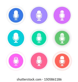 Microphone Icon. Set of microphone buttons.