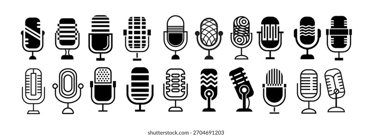 microphone icon set collection of abstract microphone