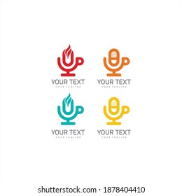 Microphone icon set. Collection of high quality outline audio pictograms in modern flat style