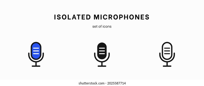Juego de iconos de micrófono. Colección de pictogramas de alta calidad de sonido de contorno en estilo plano moderno. Símbolo de música negra para diseño web y aplicación móvil sobre fondo blanco. Logo de la línea del altavoz. Equipo de micrófono