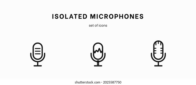 Microphone icon set. Collection of high quality outline audio pictograms in modern flat style. Black music symbol for web design and mobile app on white background. Speaker line logo. Microphone set
