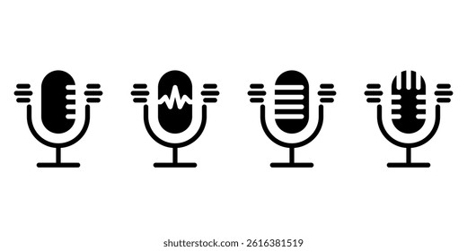 Microphone Icon set. Collection of high quality outline audio pictograms in modern flat style. microphone symbol for web design and mobile app on white background. vector illustration