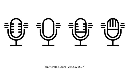 Microphone Icon set. Collection of high quality outline audio pictograms in modern flat style. microphone symbol for web design and mobile app.