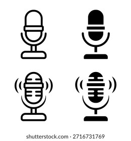 Conjunto de iconos de micrófono. Una colección de iconos de micrófono de estilo simple perfecto para podcasting, grabación, difusión y proyectos de diseño relacionados con audio.