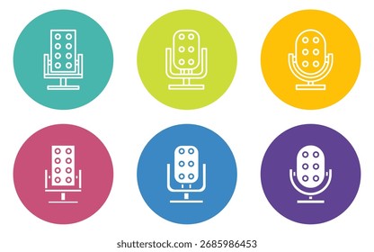 Microphone icon set with colorful flat icons. Vector designs for business. Stock vector.