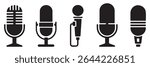 Microphone icon set. Different microphone collection. podcast icon vector. Voice vector icon, Record. Microphone - recording Studio Symbol.  eps 10