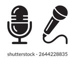 Microphone icon set. Different microphone collection. podcast icon vector. Voice vector icon, Record. Microphone - recording Studio Symbol.  Microphone icons logos template for many purposes.