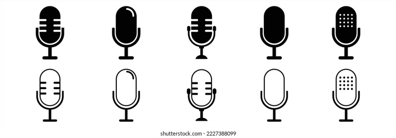 Microphone icon. Microphone icon set. Different microphone collection. Symbol for apps and websites. Vector illustration.	