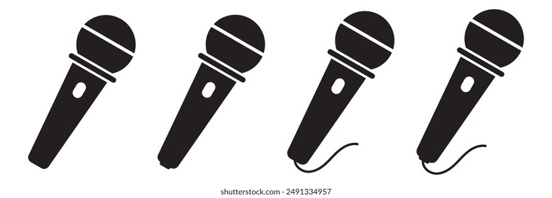 Microphone icon set. Different microphone collection. Vector illustration.