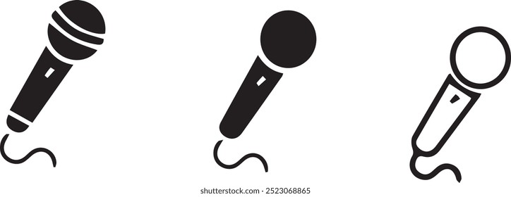 Microphone icon set. Different microphone collection