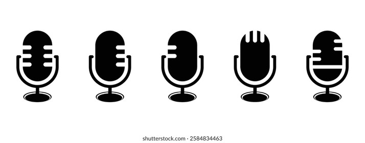 Microphone icon set. Different microphone collection vector design