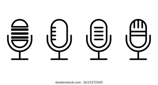 Microphone Icon Set. Different Microphone Collection. Symbol Of Podcast. Vector Illustration.