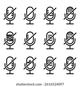 Microphone Icon Set. Different Microphone Collection. Symbol Of Podcast Isolated on white background. Vector Illustration.
