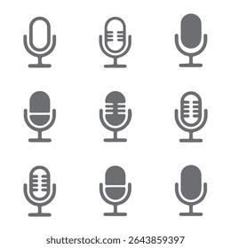 Conjunto de iconos de micrófono. Diferente colección de micrófono. Vector