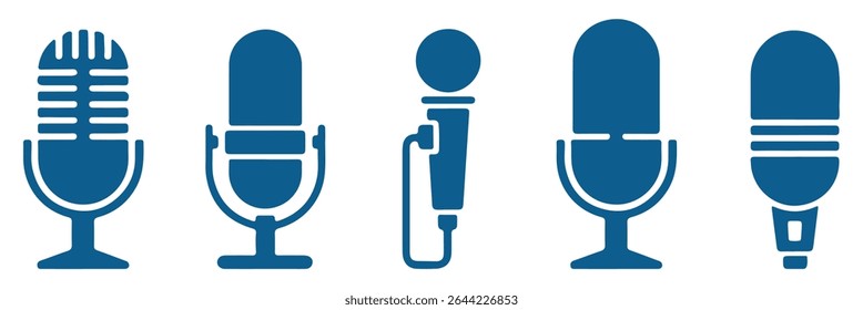 Ícone de microfone definido. Coleção de microfones diferente. ícone vetor do podcast. Ícone de vetor de voz, Gravar. Microfone - gravação Studio Symbol. eps 10