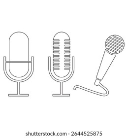 Ícone de microfone definido. Coleção de microfones diferente. Microfone para podcast, microfone para jornalista, karaokê, conferência e design de tipos de variedade sem fio. Eps 10