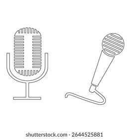 Ícone de microfone definido. Coleção de microfones diferente. Microfone para podcast, microfone para jornalista, karaokê, conferência e design de tipos de variedade sem fio. Eps 10
