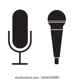 Ícone de microfone definido. Coleção de microfones diferente. Microfone para podcast, microfone para jornalista, karaokê, conferência e design de tipos de variedade sem fio. Eps 10
