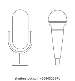 Ícone de microfone definido. Coleção de microfones diferente. Microfone para podcast, microfone para jornalista, karaokê, conferência e design de tipos de variedade sem fio. Eps 10