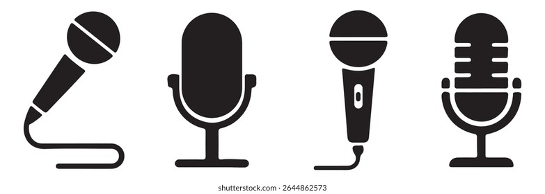 Ícone de microfone definido. Coleção de microfones diferente. fundo branco. Design - EPS 10 