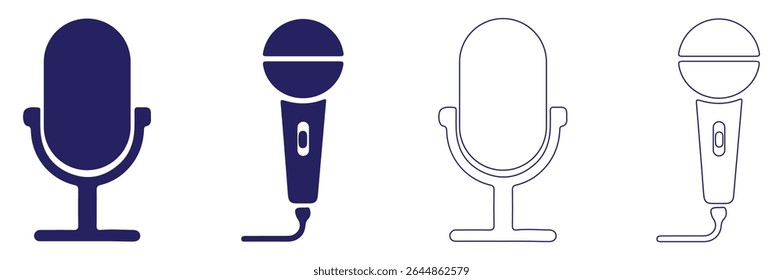 Ícone de microfone definido. Coleção de microfones diferente. fundo branco. Design - EPS 10 