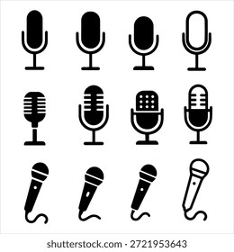 Conjunto de iconos de micrófono. Diferente colección de micrófono. Vector
