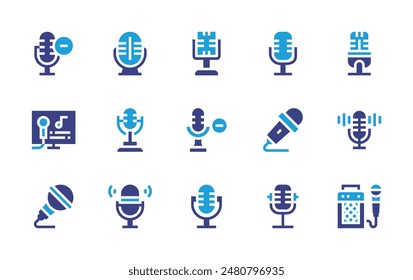 Microphone icon set. Duotone color. Vector illustration. Containing microphone, voicecontrol, asmr, karaoke.