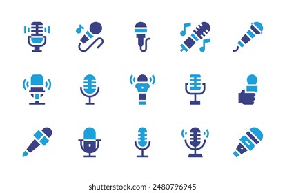 Microphone icon set. Duotone color. Vector illustration. Containing microphone, press, mic.