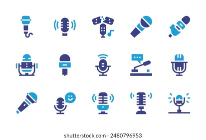 Microphone icon set. Duotone color. Vector illustration. Containing microphone, podcast, opinion, asmr, sing, cracking.