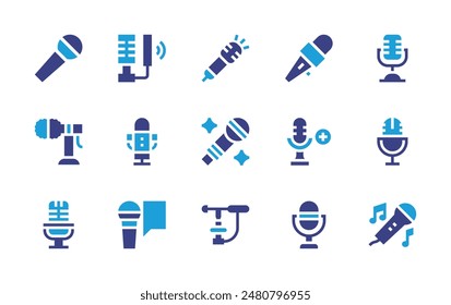 Microphone icon set. Duotone color. Vector illustration. Containing microphone, mi, voicecontrol, asmr, karaoke.