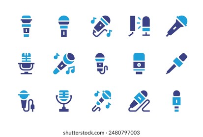 Microphone icon set. Duotone color. Vector illustration. Containing freedomofthepress, podcast, opinion, microphone, mic, interview.