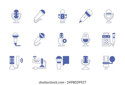 Microphone icon set. Duotone style line stroke and bold. Vector illustration. Containing microphone, broadcaster, mic, asmr.