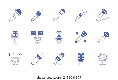 Microphone icon set. Duotone style line stroke and bold. Vector illustration. Containing microphone, mic, asmr, podcast.