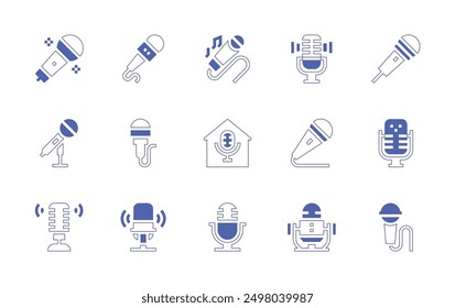 Microphone icon set. Duotone style line stroke and bold. Vector illustration. Containing microphone, asmr.