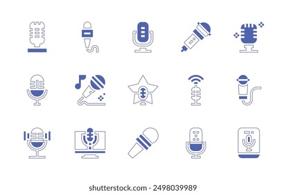 Microphone icon set. Duotone style line stroke and bold. Vector illustration. Containing microphone, mic.