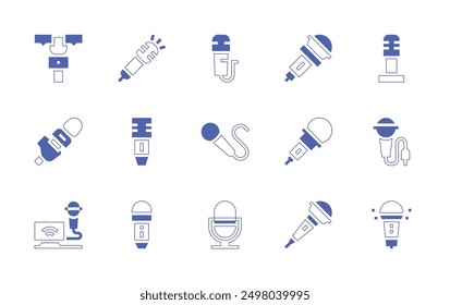 Microphone icon set. Duotone style line stroke and bold. Vector illustration. Containing microphone, interview.