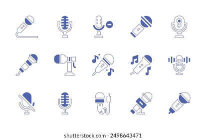 Microphone icon set. Duotone style line stroke and bold. Vector illustration. Containing mute, voicecontrol, microphone.