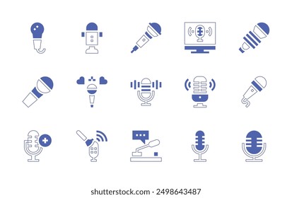 Microphone icon set. Duotone style line stroke and bold. Vector illustration. Containing microphone, voicecontrol, mic, podcast, voice, micro, asmr.