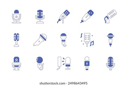 Microphone icon set. Duotone style line stroke and bold. Vector illustration. Containing microphone, podcast.