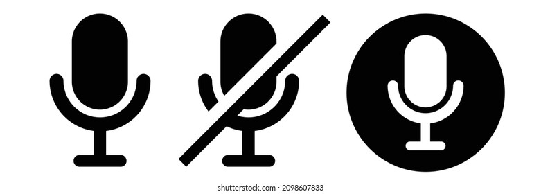 Microphone icon set. Flat design vector.