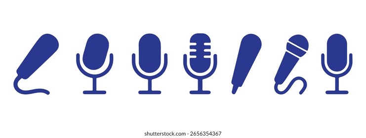 Conjunto de iconos de micrófono de estilo plano. colección de Ilustración vectorial.
