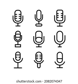 Microphone icon set isolated on white background