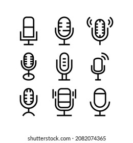 Microphone icon set isolated on white background