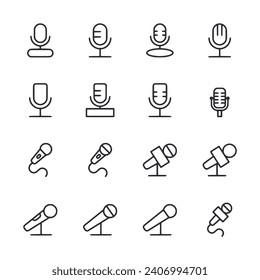 Microphone icon set isolated on white