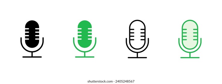 Juego de iconos de micrófono. vector de icono de karaoke