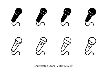 Mikrofon-Icon-Set. Karaoke-Icon-Vektorgrafik