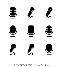 Microphone icon set. karaoke icon vector