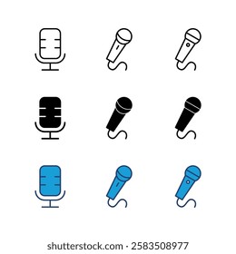 Microphone icon set. karaoke icon vector